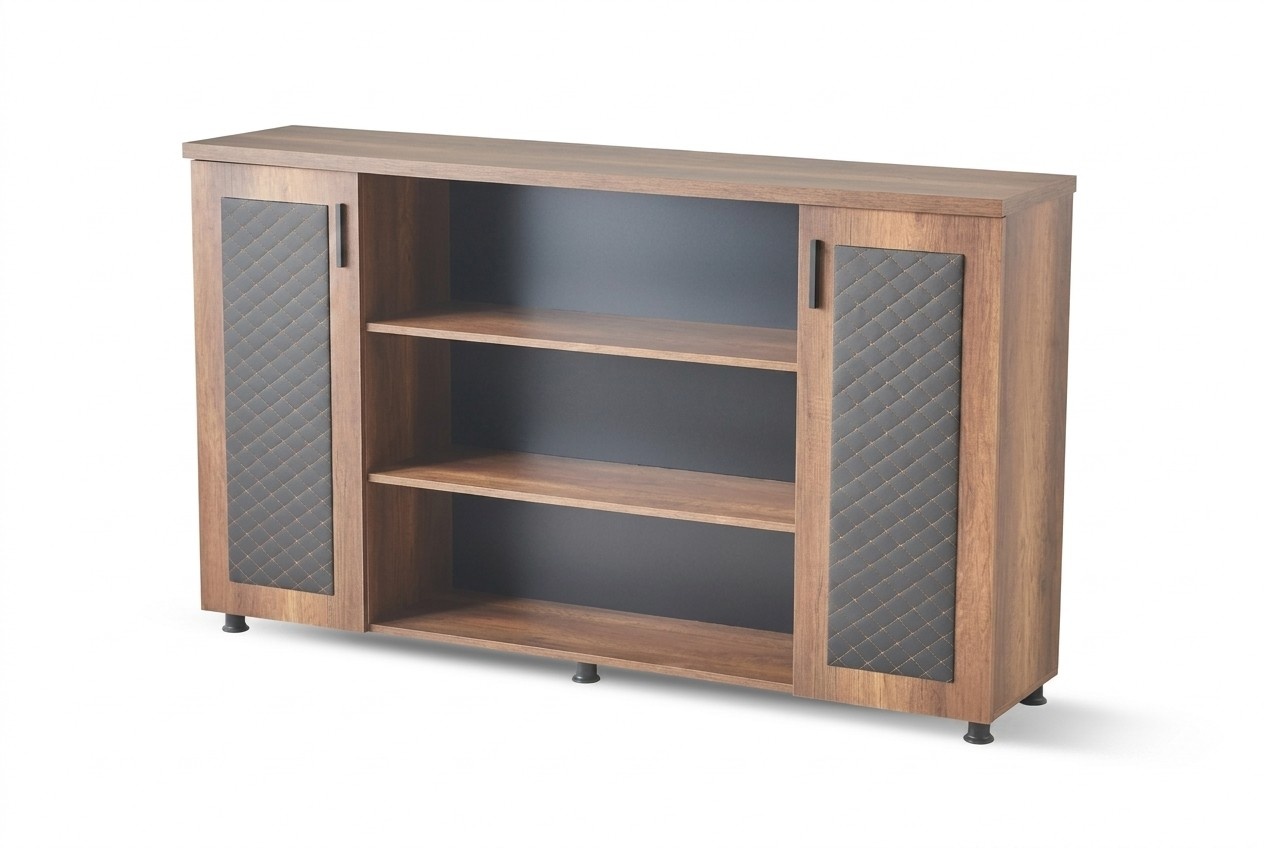 Aktenschrank Sideboard Braun Schwarz Zweifarbig Modern Arbeitszimmer