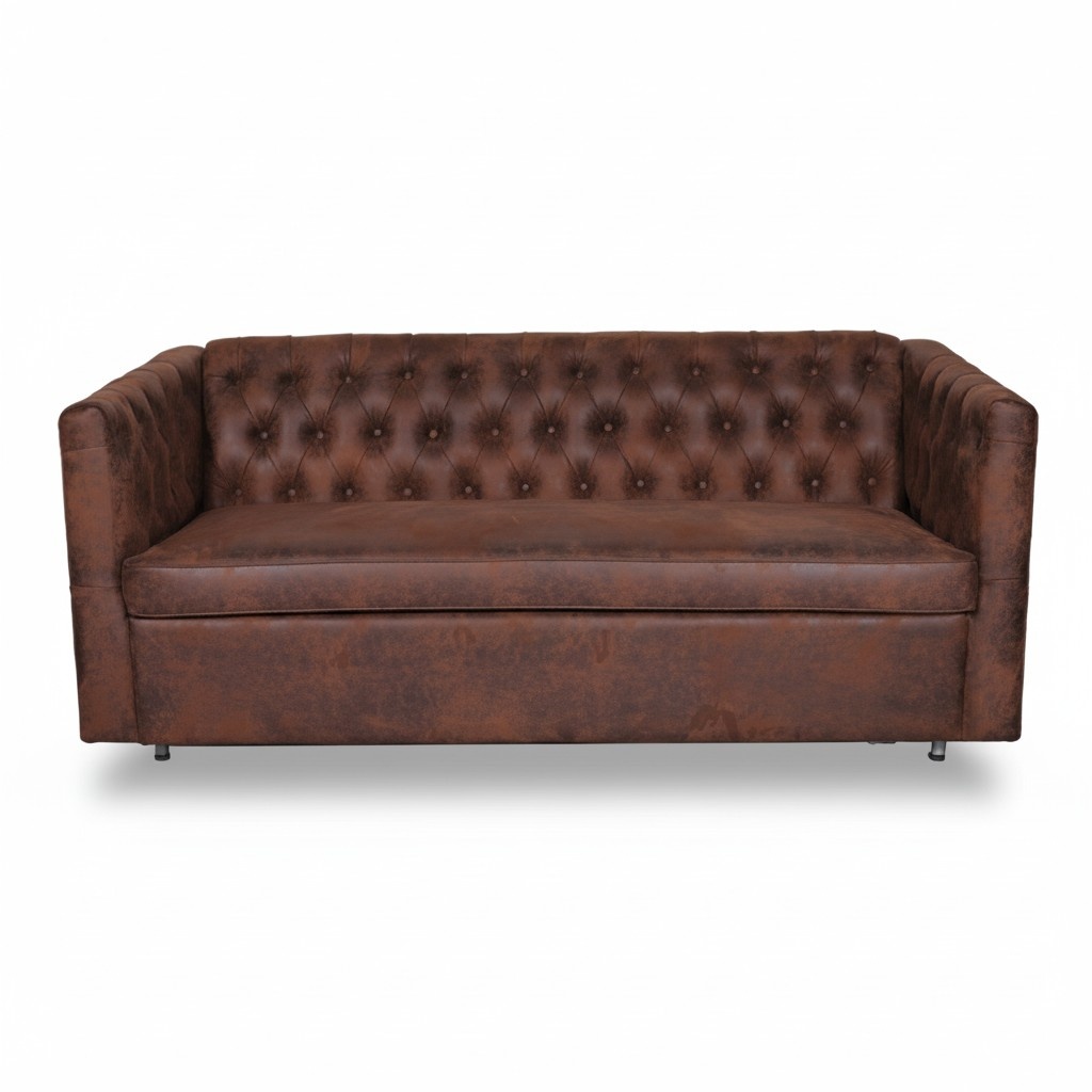 American Style Chesterfield Sofa Couch Leder Polster Braun Dreisitzer