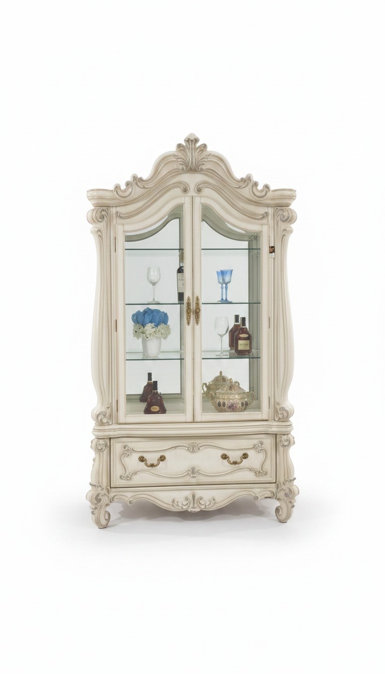 Anrichte Luxus Schaufenster Vitrine Glas Schrank Antik Stil Barock Rokoko