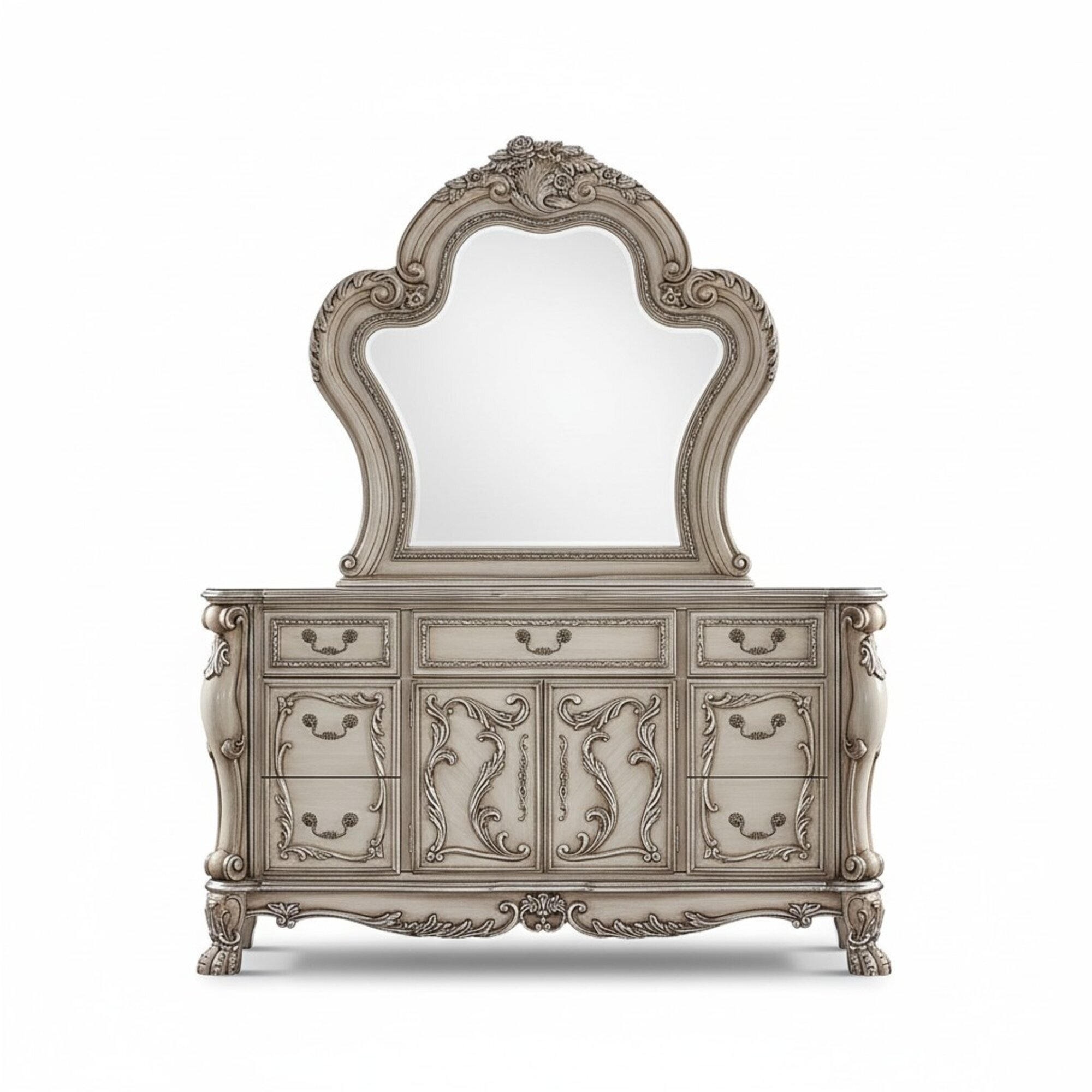 Anrichte Silber Barock Holz Stil klassisch Italienische Möbel Design Kommode Neu