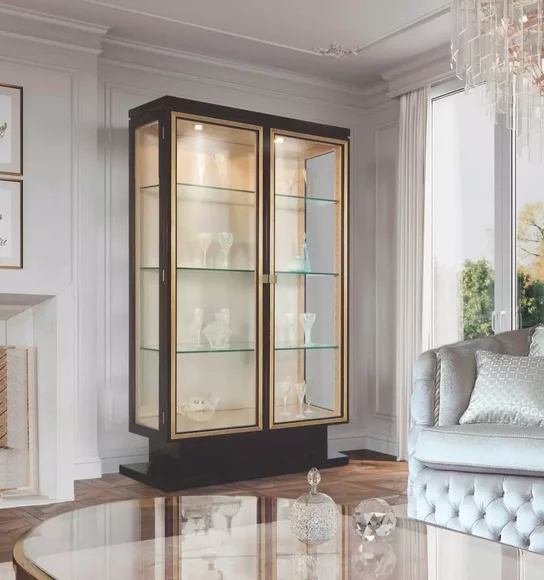 Luxus Vitrine: Holz, Glas, Schwarz für Wohnzimmer | jvmoebel.de