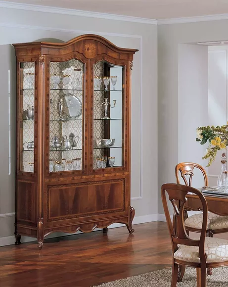 Vitrine Schränke Vitrinen Braun Luxus Wohnzimmer Schrank Holz Glas
