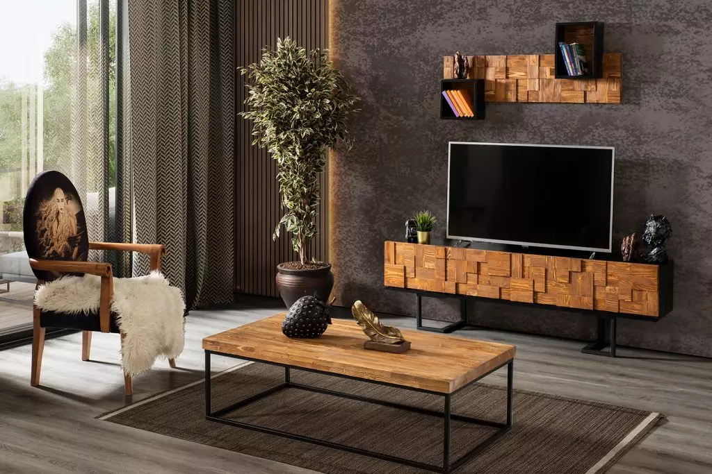 Moderne Massivholzmöbel Couchtisch RTV TV-Ständer Wohnzimmergarnitur