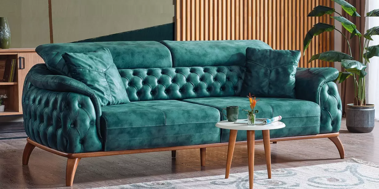 Luxus Chesterfield 3 Sitzer Designer Sofa Couch Textil Polster Couchen