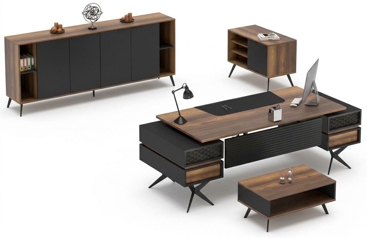 Arbeitszimmer Set Couchtisch Tisch Sideboard Kommode Büroeinrichtung