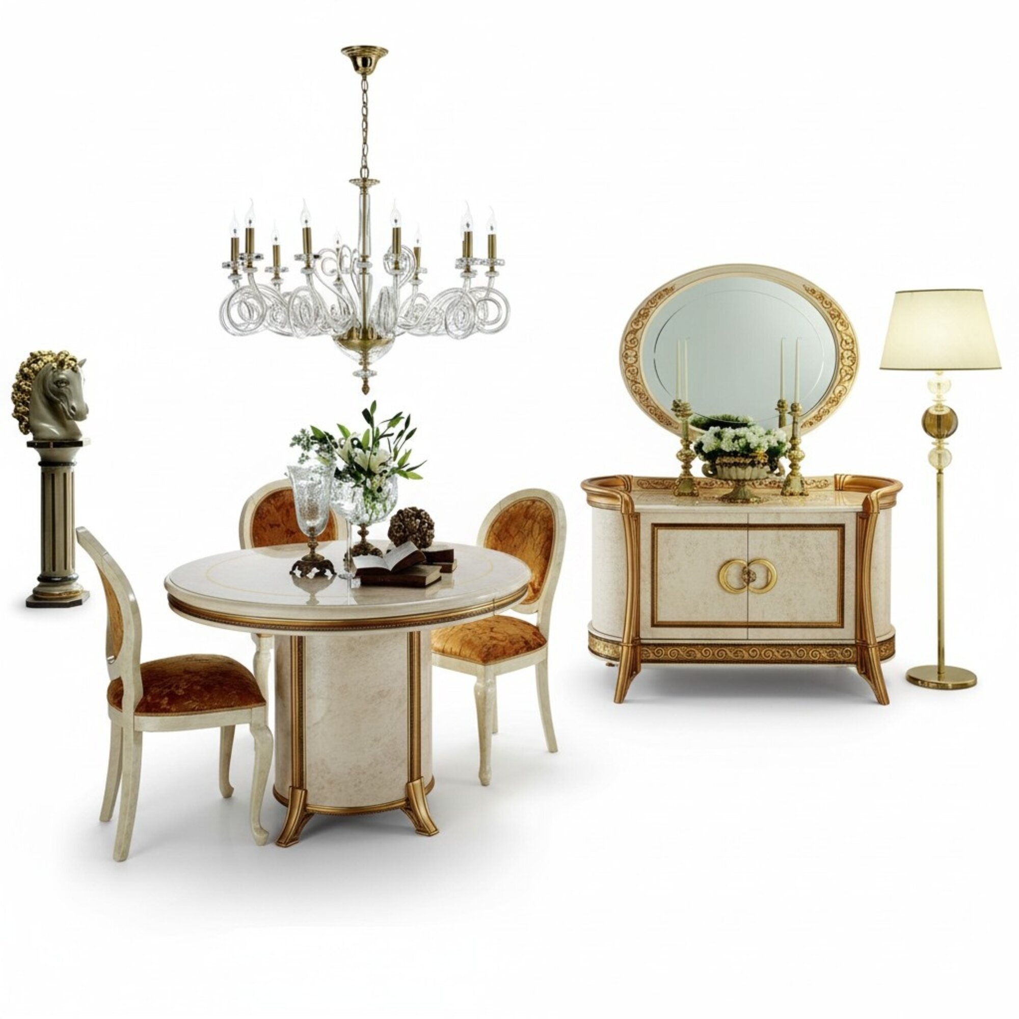 arredoclassic™ Luxus Klasse Möbel Esszimmer Rund Tisch Esstisch
