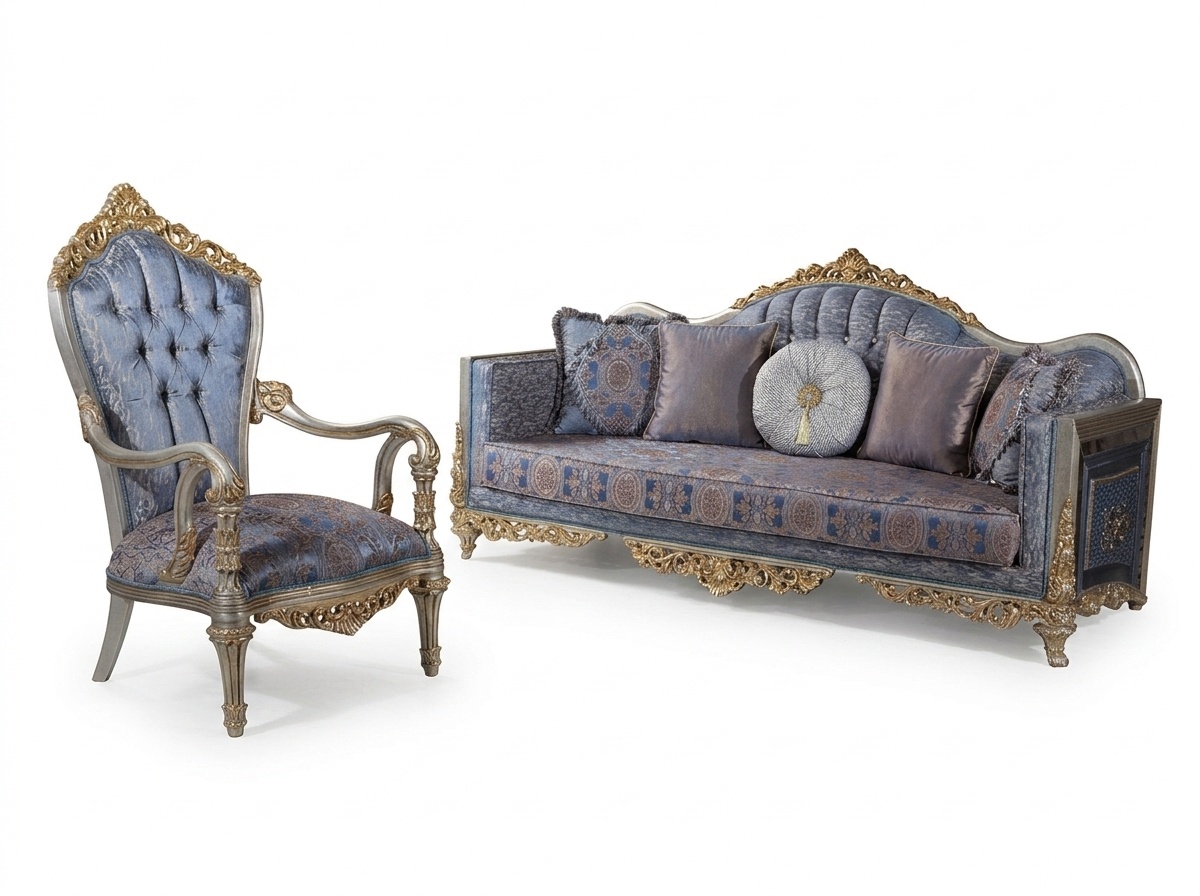 Barock Sofa Chesterfield 3+1 Sitzer Couchtisch Sofagarnitur Möbel Polster