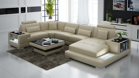 Ledersofa Couch Wohnlandschaft Ecksofa Eck Garnitur Design Modern Sofa G8023