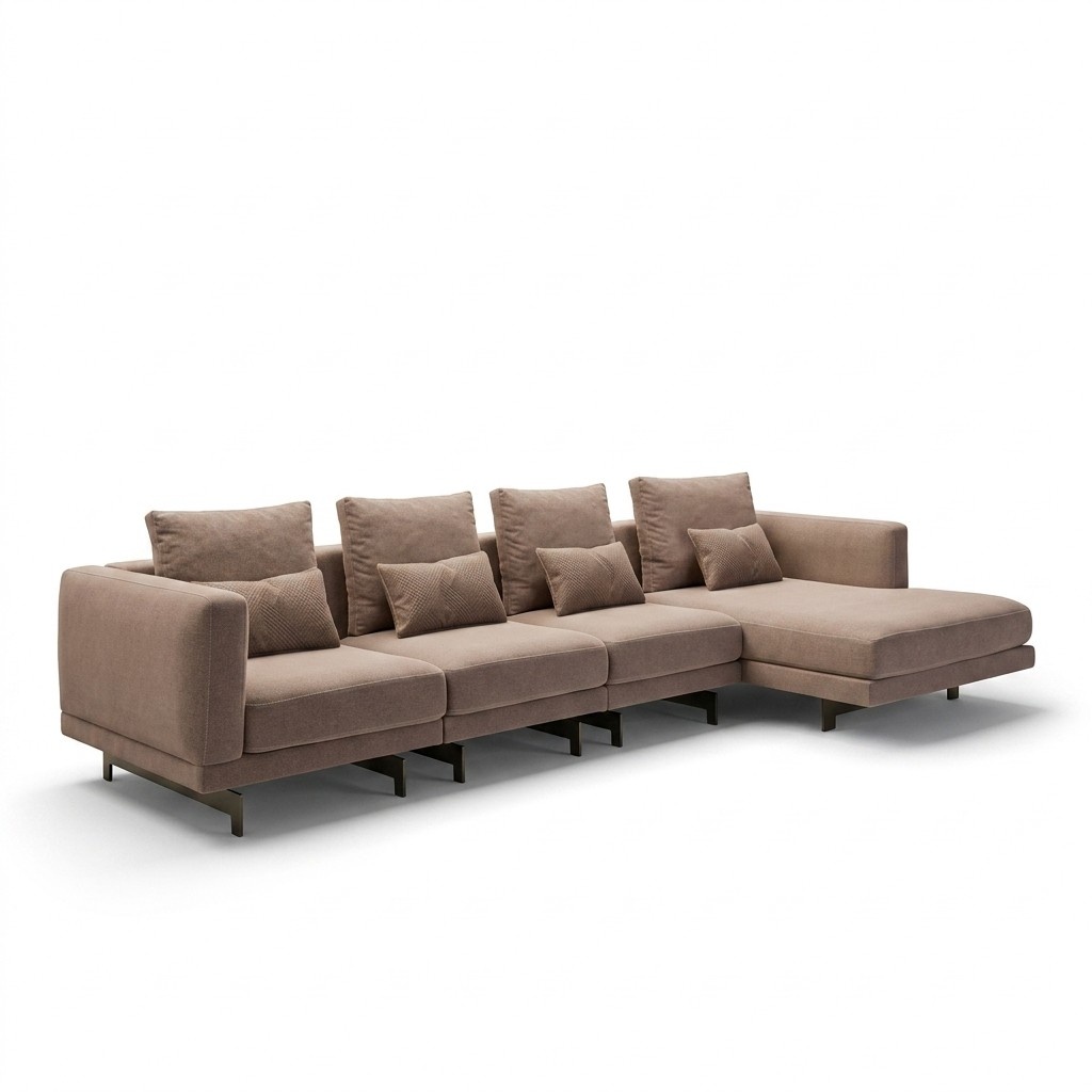 Beige Polstermöbel Luxus Eck Garnitur Ecksofa L-Form Designer Einrichtung