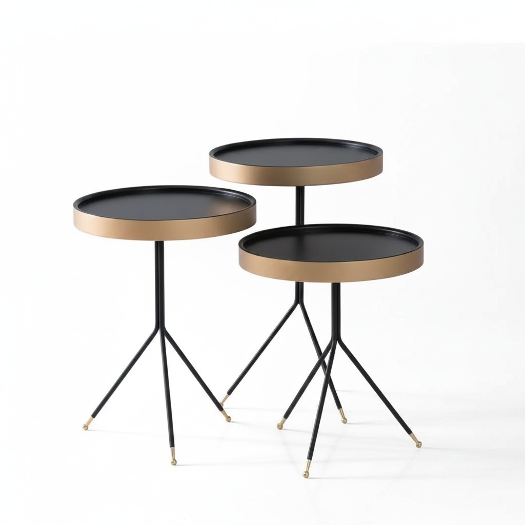 Beistelltisch 3х rund Dekotisch Lampentisch Sofatisch Tisch schwarz