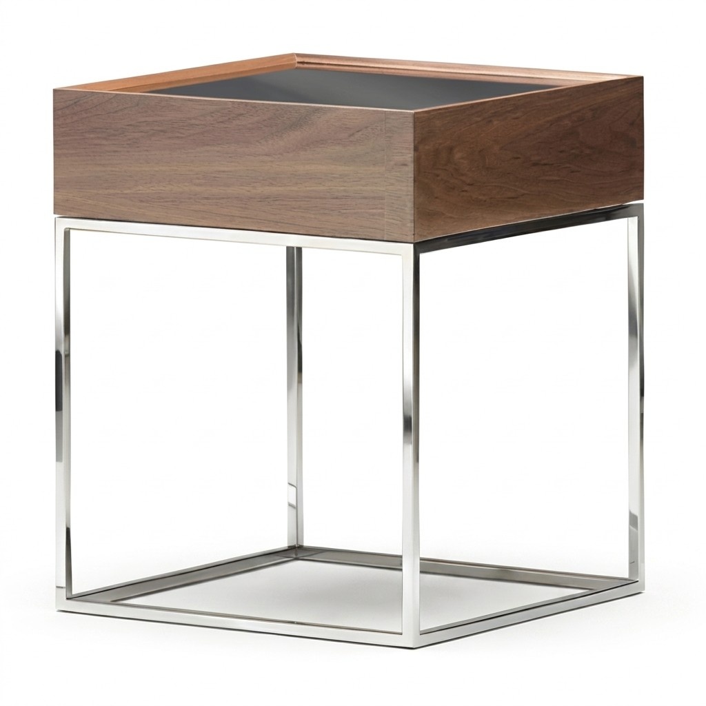 Beistelltisch aus Holz und Metall in Braun modern elegant