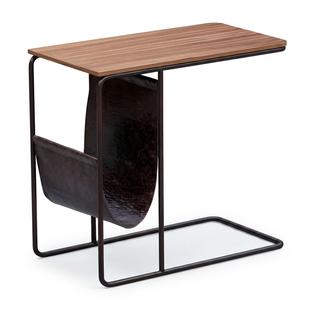 Beistelltisch aus Holz und Metall in Braun modern eleganter Stil