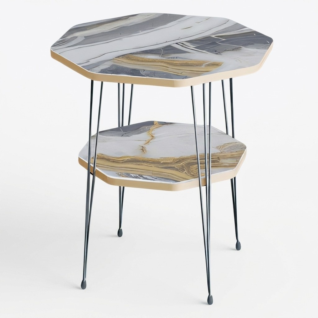 Beistelltisch aus Metall in Grau modern eleganter Wohnzimmertisch