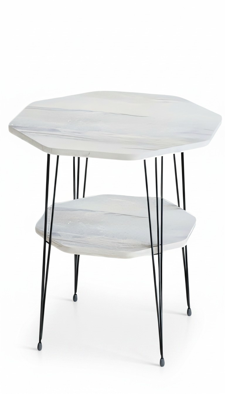 Beistelltisch aus Metall in Weiß modern eleganter Wohnstil