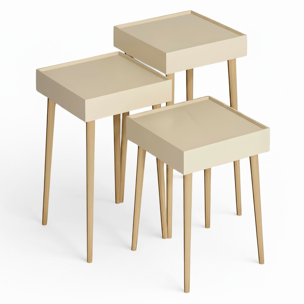 Beistelltisch Holz Beige Elegant zeitlos