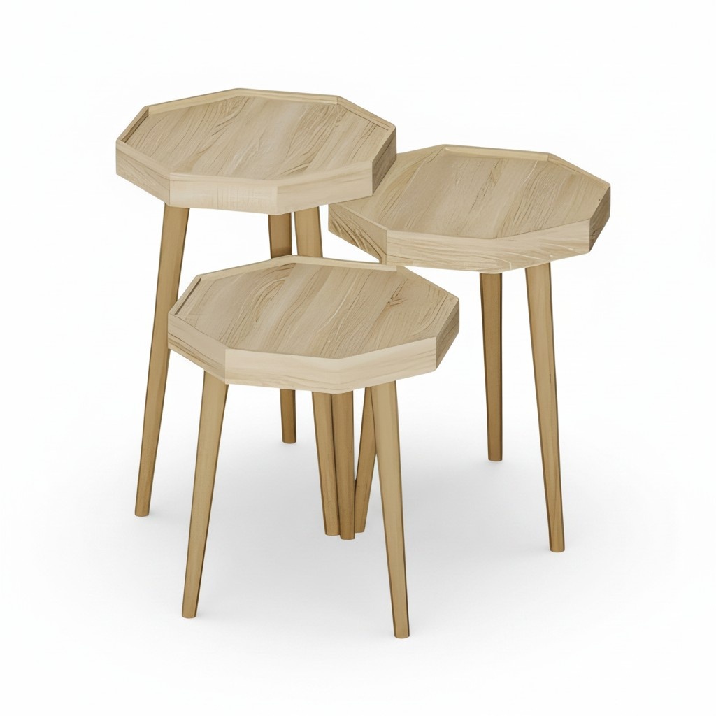 Beistelltisch Holz Beige Modern Elegant