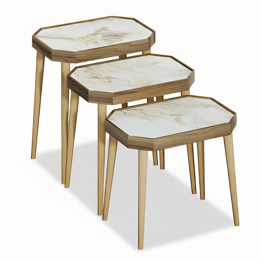 Beistelltisch Holz Beige Modern Elegant