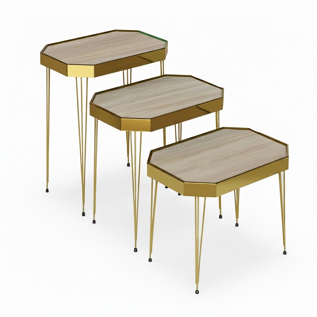 Beistelltisch Holz Beige Modern Elegant
