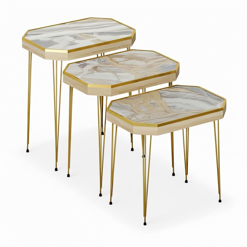 Beistelltisch Holz Beigeton Elegant Modern