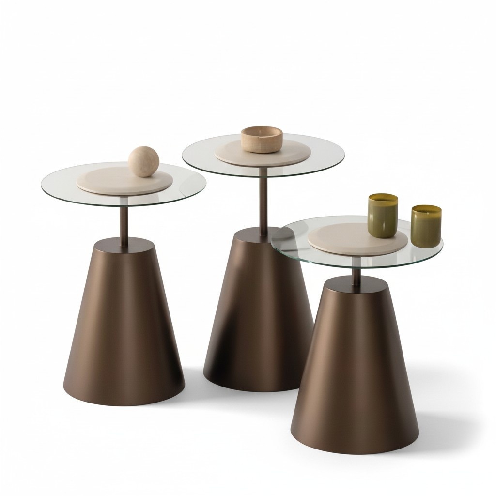 Beistelltisch-Set – 3 Beistelltische im eleganten Goldfarb‑Design Satztisch