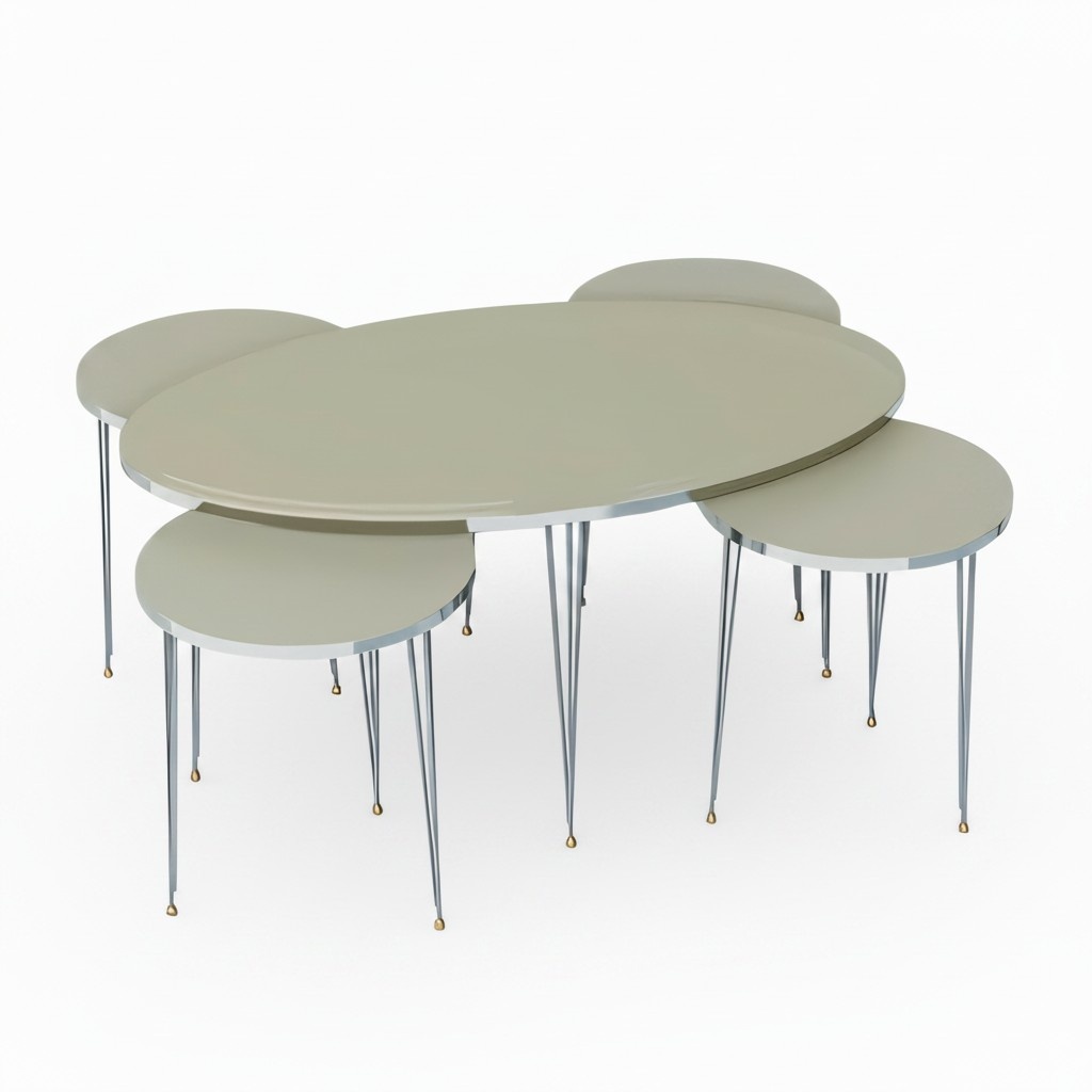 Beistelltische Holzbeige modern elegant Set aus 4 Stück