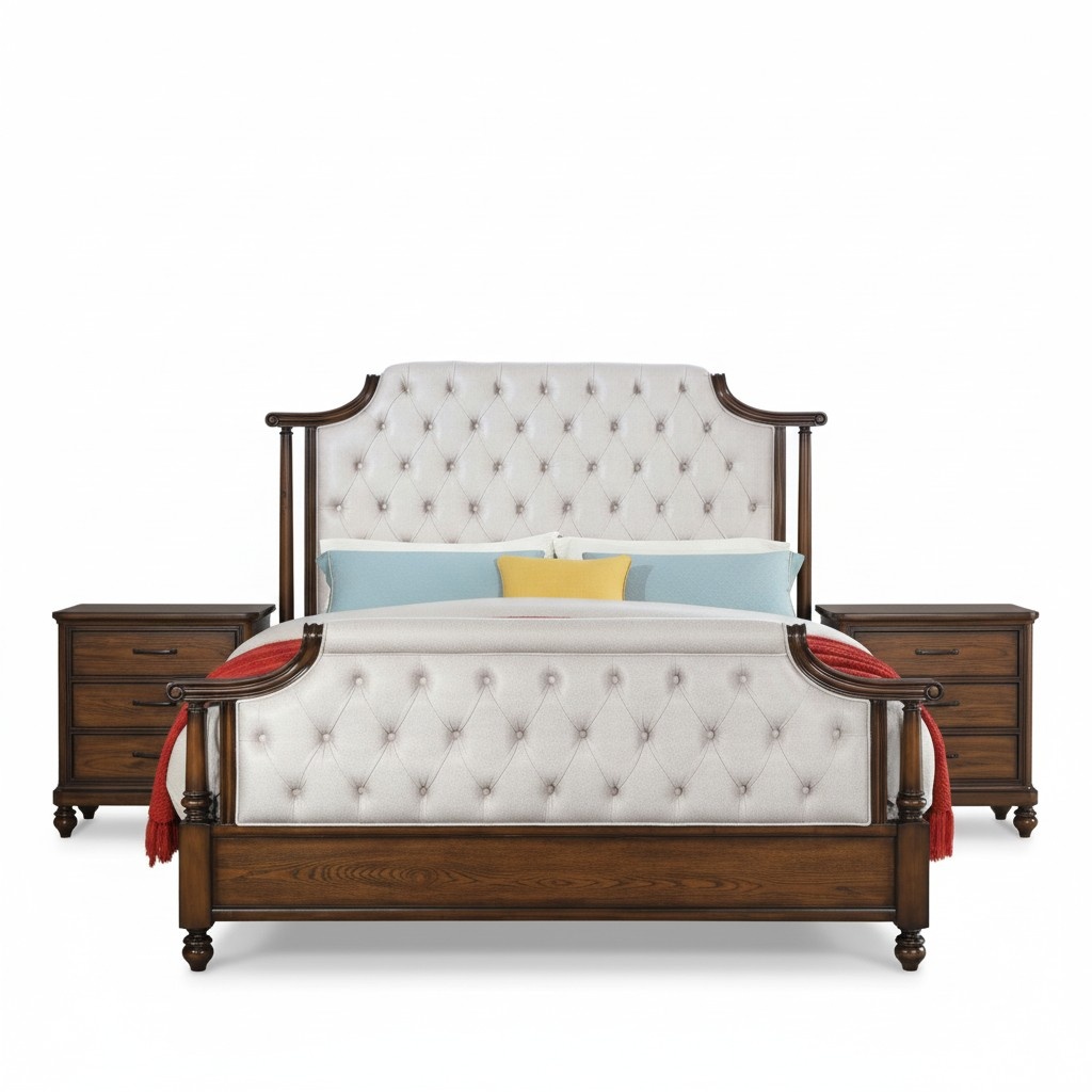 Bett 2x Nachttisch 3tlg. Set Schlafzimmer Betten neu Luxus Chesterfield