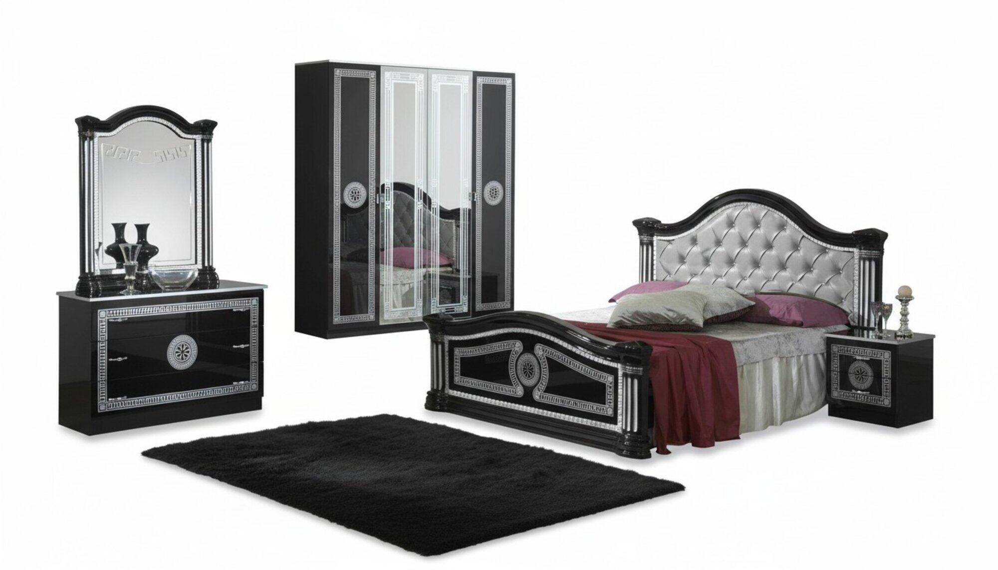 Bett 2x Nachttisch 3tlg. Schlafzimmer Set Design Luxus Schlafzimmer