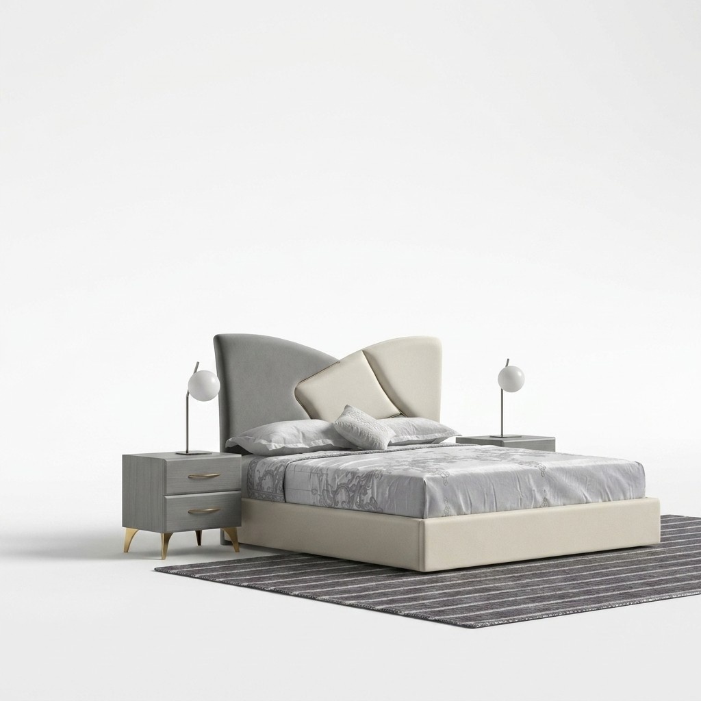 Bett 2x Nachttische Neu Luxus Komplettes Schlafzimmer Set neu grau 3tlg