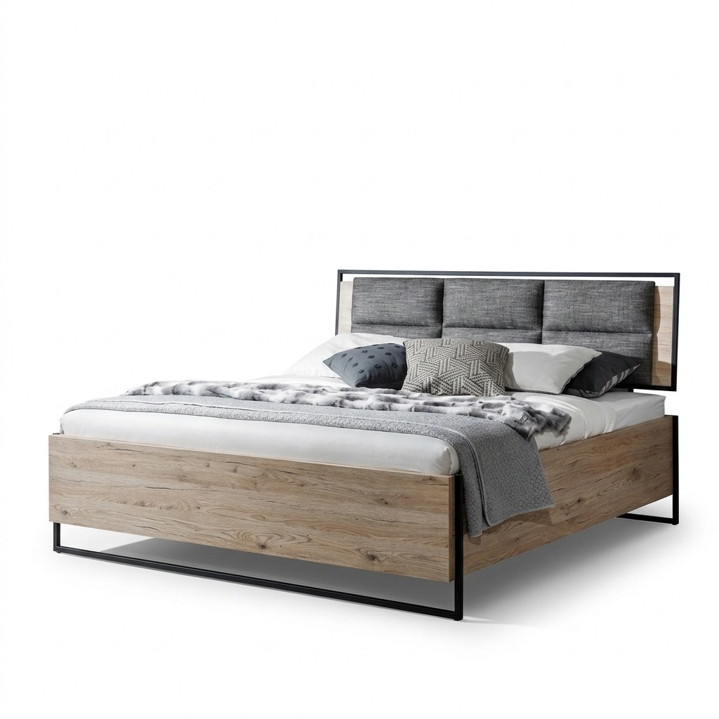 Bett Beige Loft Design Modern Doppel Betten Schlafzimmer Elegantes Möbel Neu