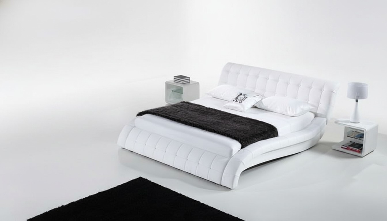 Bett Betten Polster Doppel Ehe Hotel Luxus Leder Moderne Deko Designer