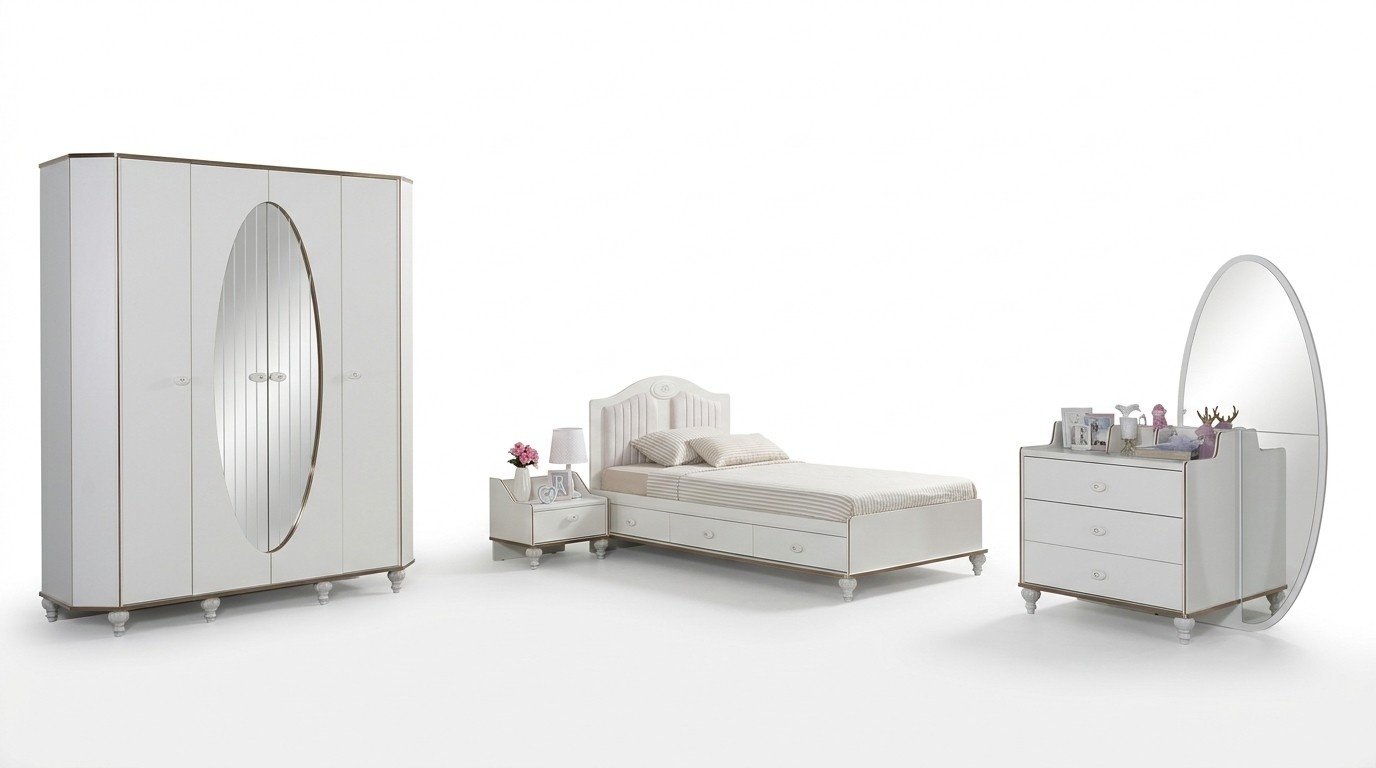 Bett Nachttisch Kommode 4 tlg. Schlafzimmer Set Design Modern Luxus