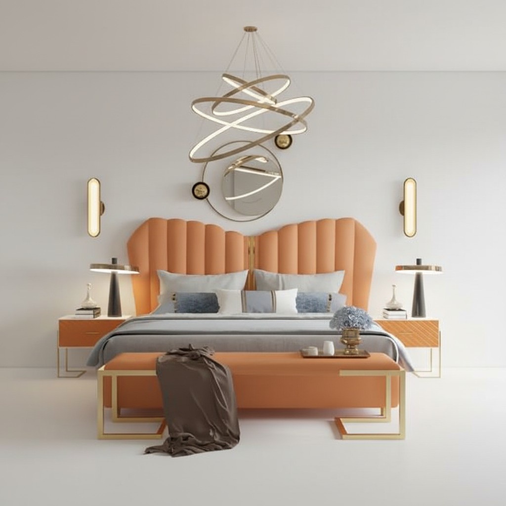 Bett Orange Doppelbett 180 x 200 Möbel Einrichtung Schlafzimmer Design Neu