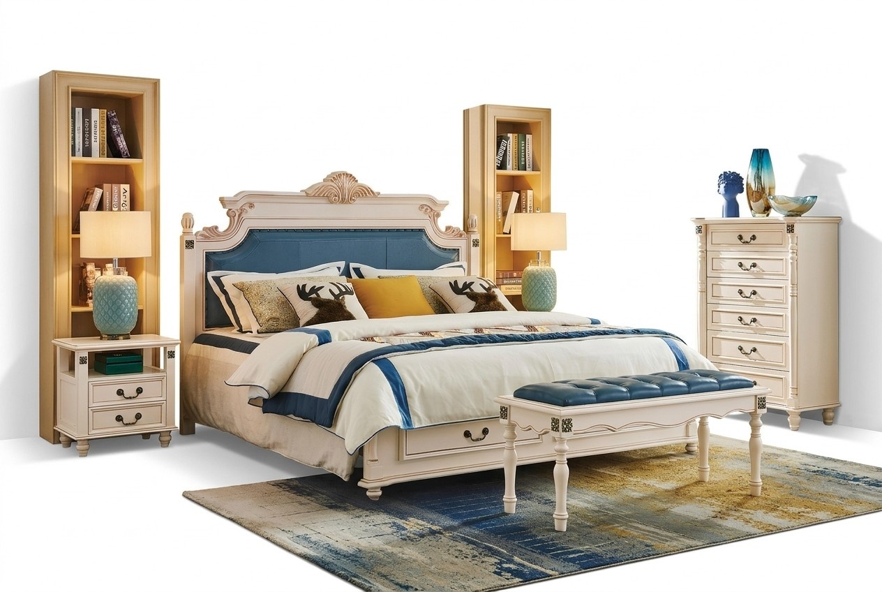 Bett Polster Design Luxus Doppel Hotel Betten Schlafzimmer Barock Holz