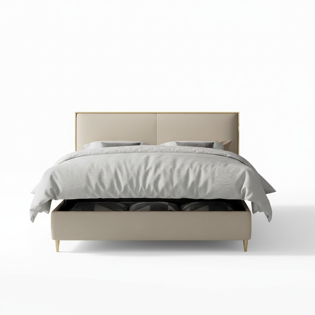 Bett Polster Design Luxus Doppel Betten Beige180x200cm Schlaf Zimmer Leder Hotel