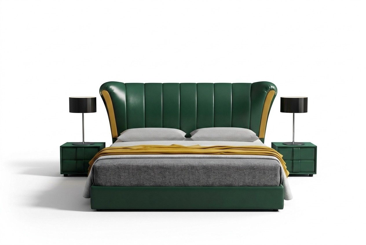 Bett Polster Klassisches Doppelbett 180x200cm Holz Betten Schlafzimmer