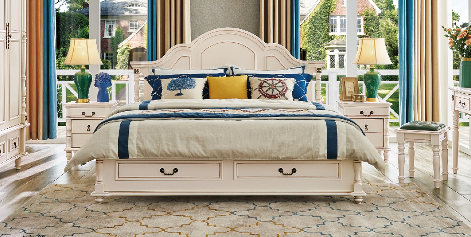 Schlafzimmer Set Bett 2x Nachttisch Hotel Betten Schlafzimmer Holz Design 3tlg.
