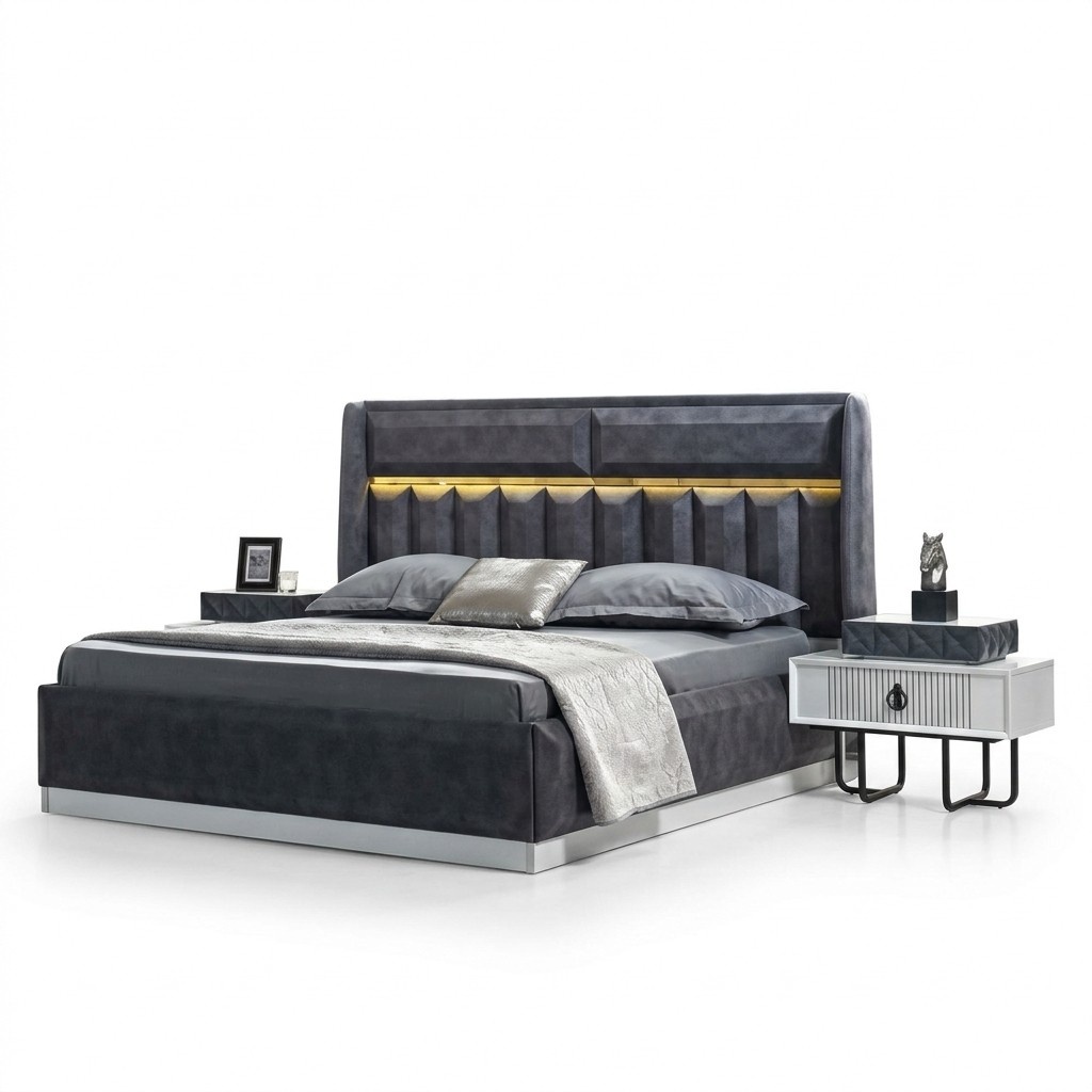 Betten Schlafzimmer Led Licht Bettrahmen Bett Polster Design Luxus