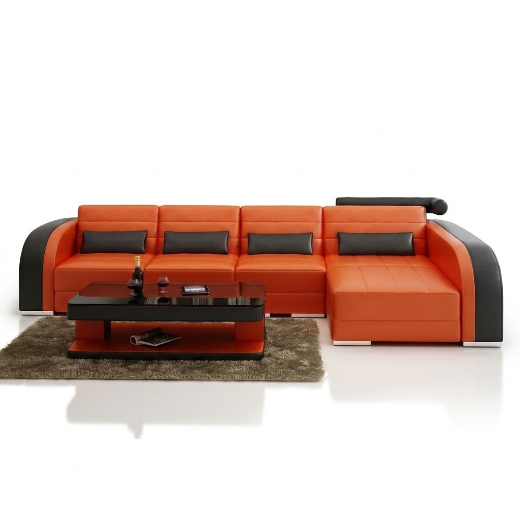 Big Couch Sofa Wohnlandschaft Polster Eck Leder Sofa Garnitur Couchen Bergamo