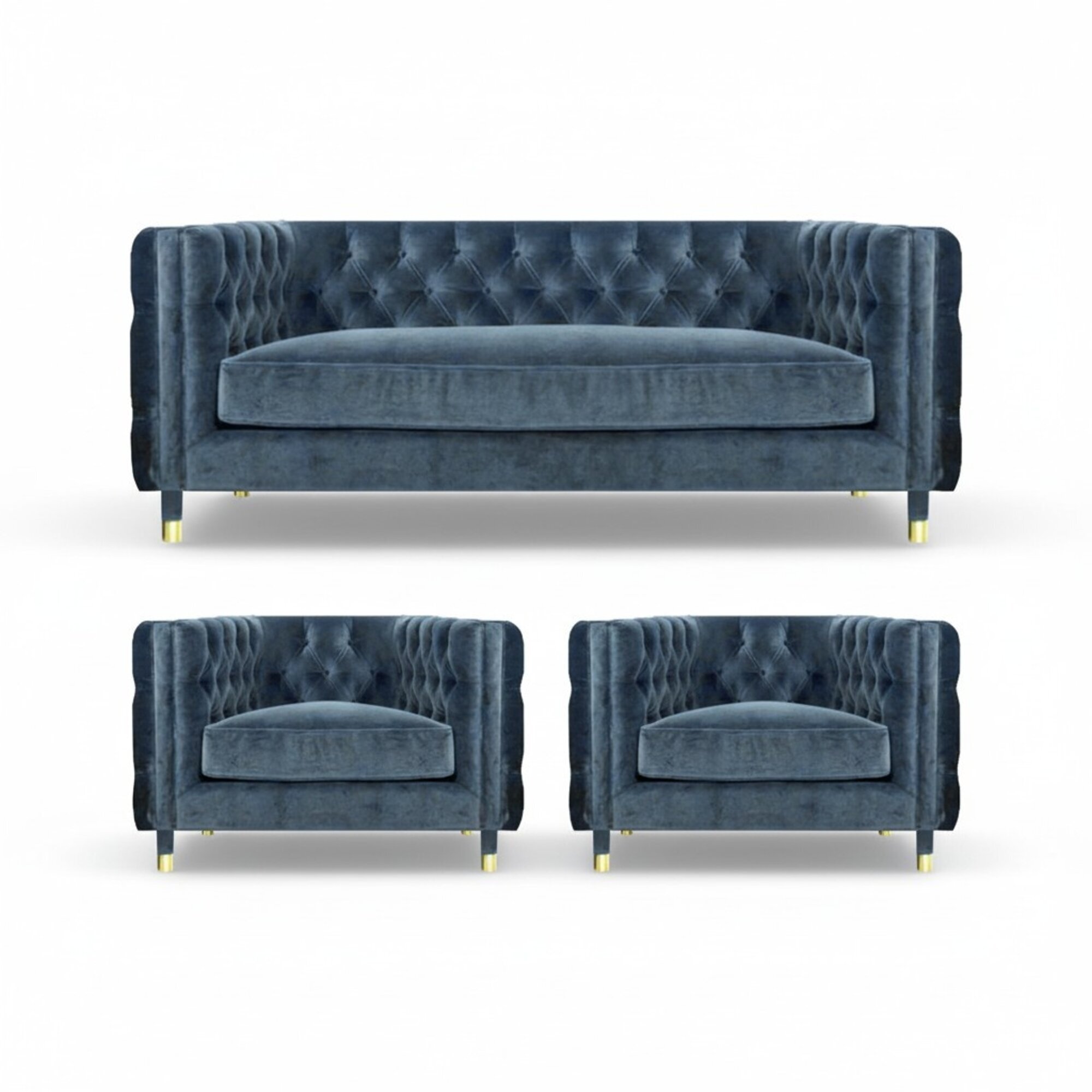 Grau Designer Sofagarnitur 3tlg Modern Textil Chesterfield Wohnzimmer