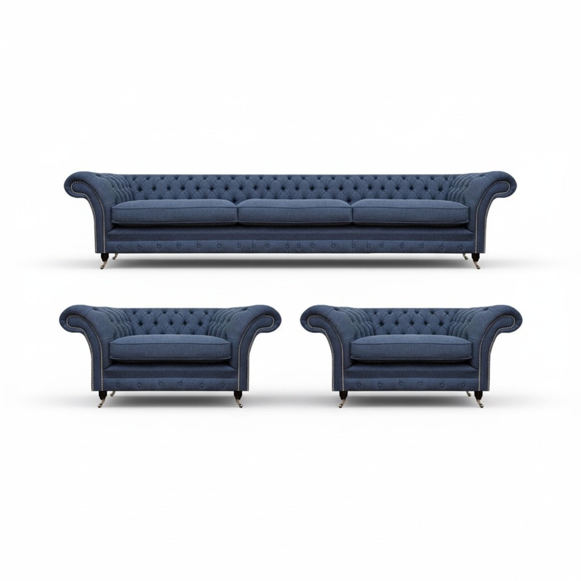 Blau Luxus Komplett 3tlg Design Modern Sofagarnitur Wohnzimmer Chesterfield