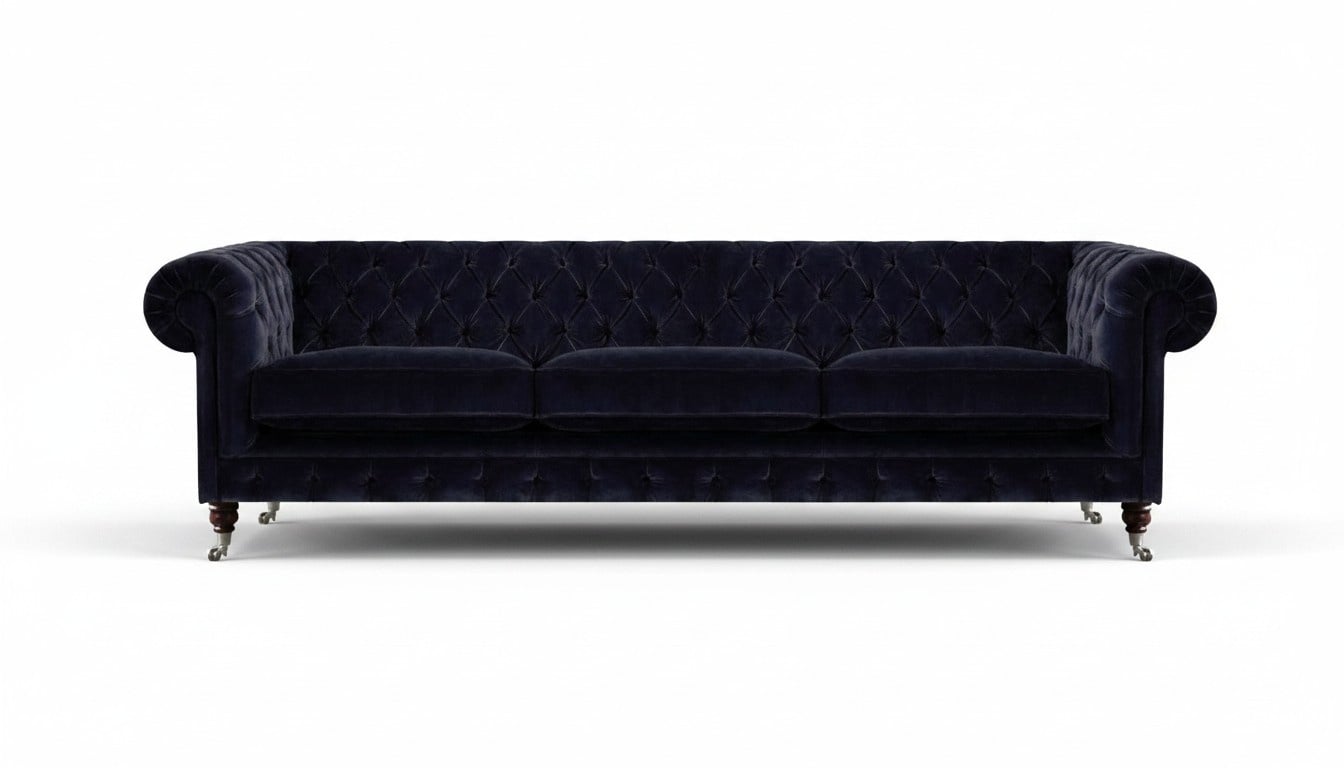 Blau Sofa Dreisitzer Wohnzimmer Polstermöbel Sofas Textil Polster Chesterfield