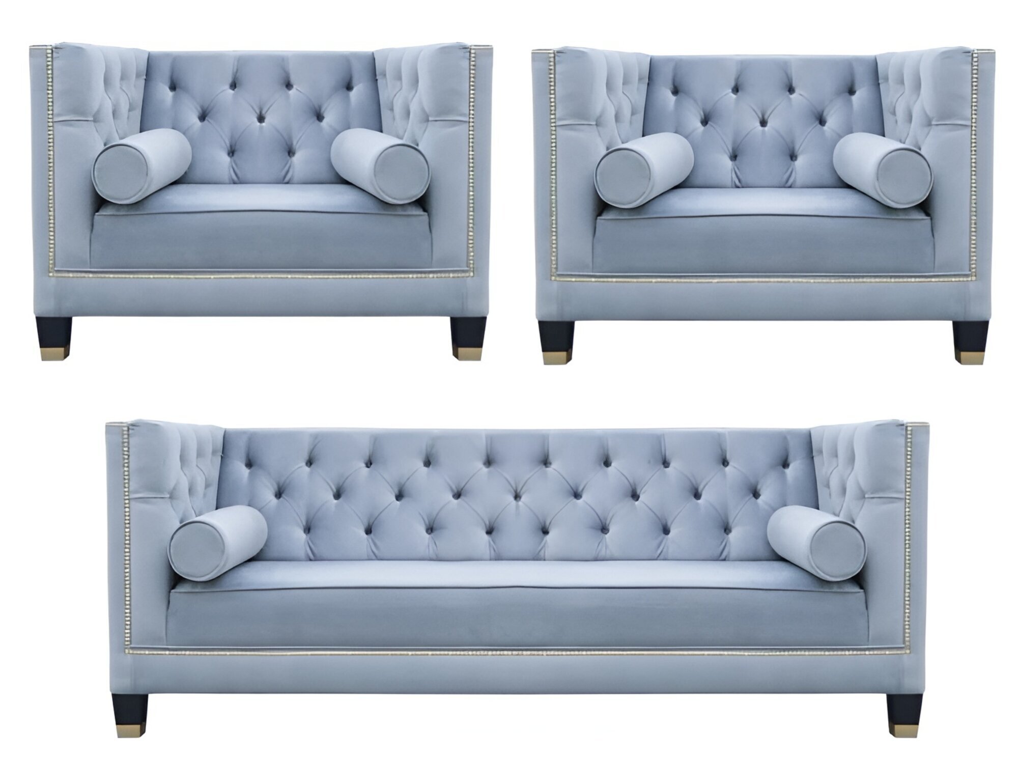 Blau Sofagarnitur Chesterfield Sessel Kreative Möbel Textil Stoff Wohnzimmer Neu