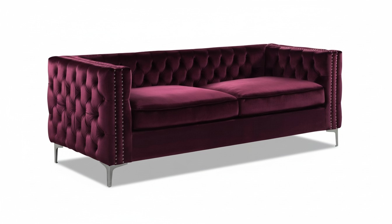 bordaux chesterfield couch luxus samt stoff couchen sofa set knöpfe polster neu