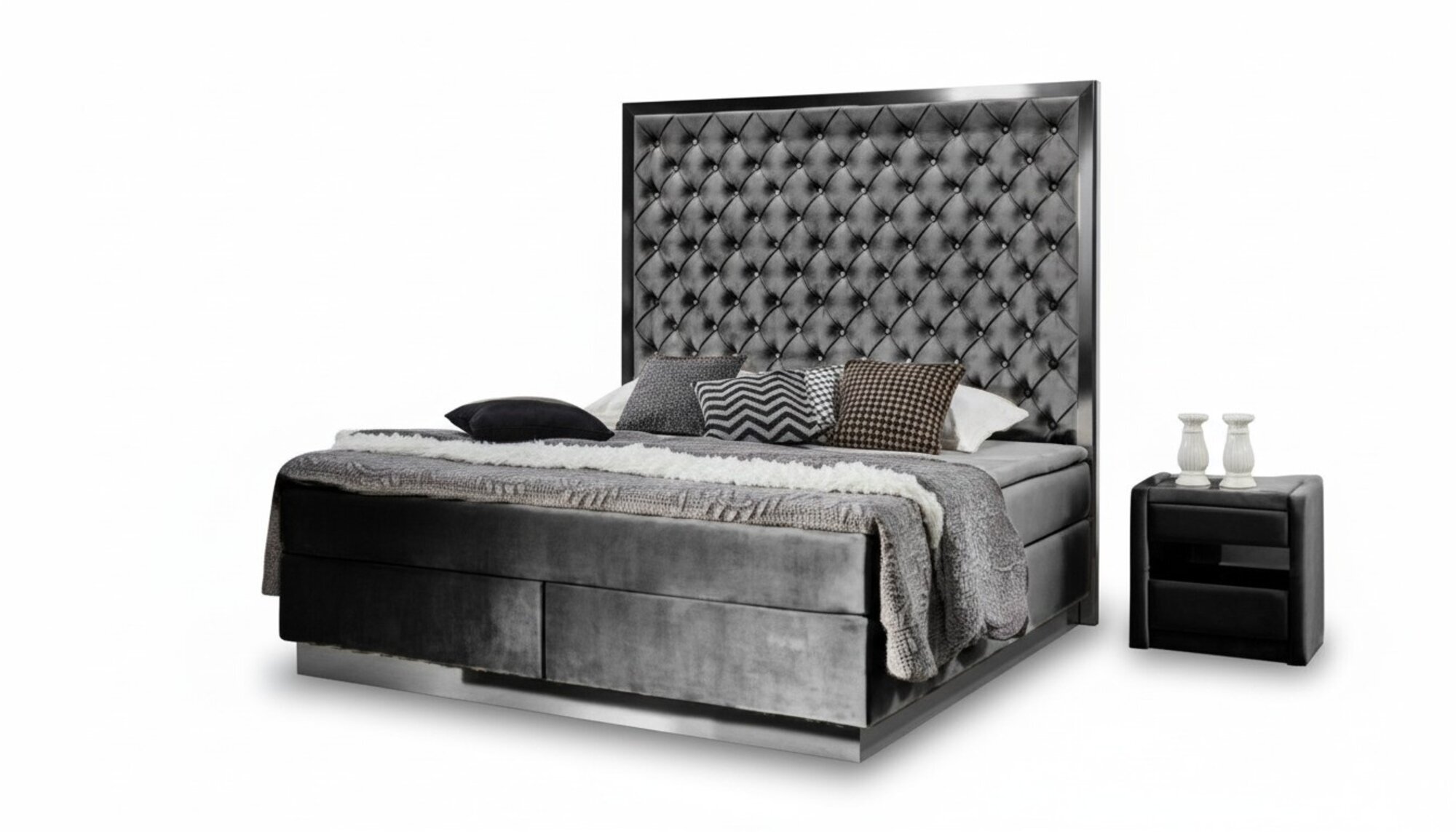 Boxspringbett Bett 2x Nachttisch 3 tlg. Schlafzimmer Set Möbel Luxus Betten Neu