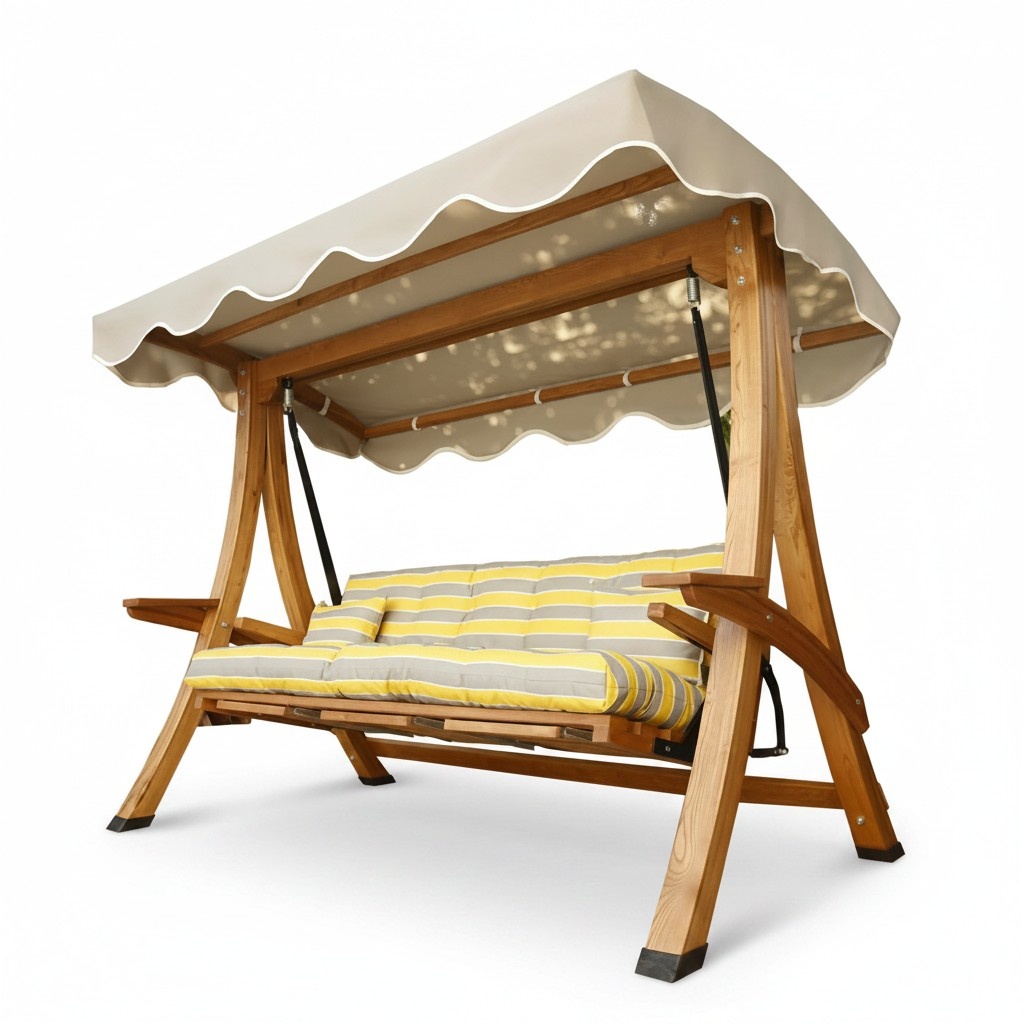 Braun-Beige Gartenschaukel Luxuriöse Schaukel Outdoor Vordach Sitzmöbel Neu