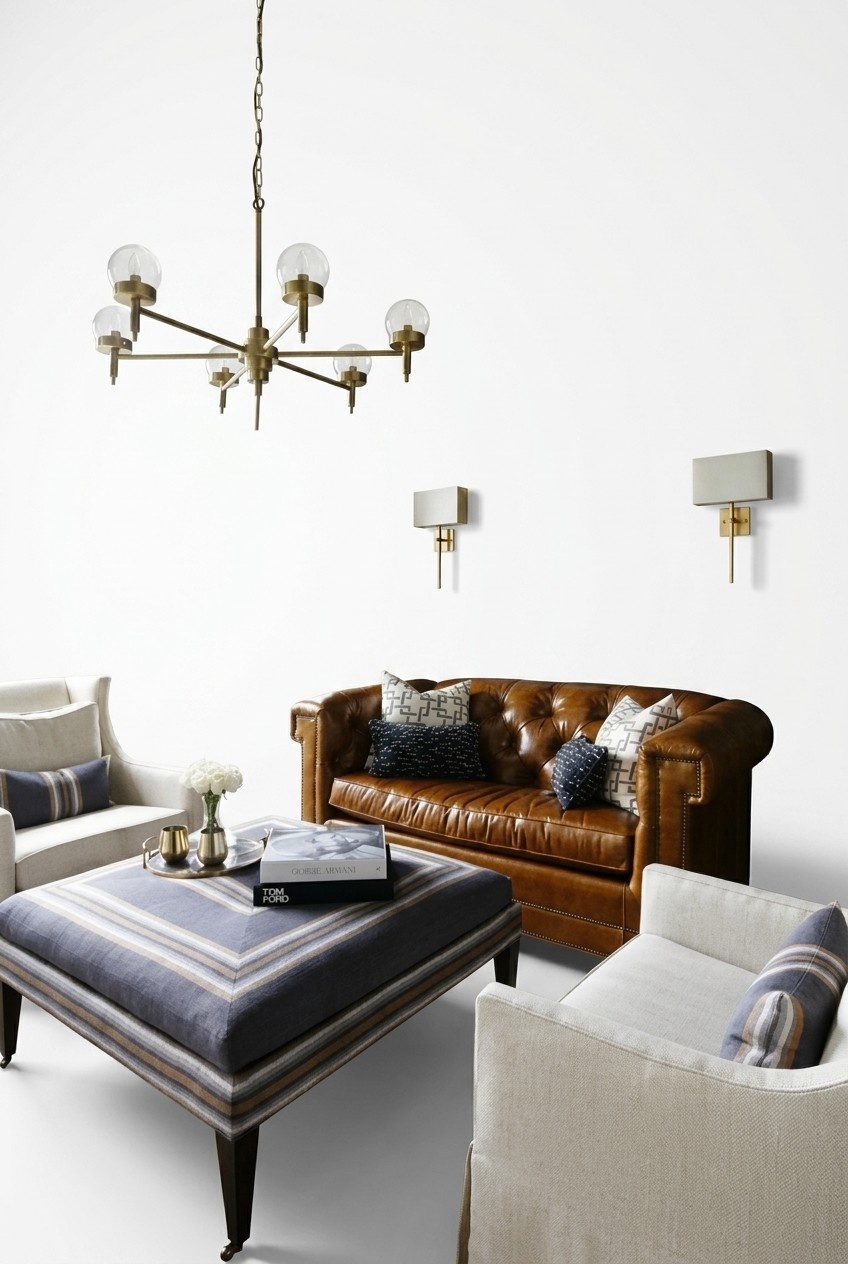 Braun Chesterfield 3 Sitzer Klassische Luxus Sofa Leder Couch Stil Dreisitzer
