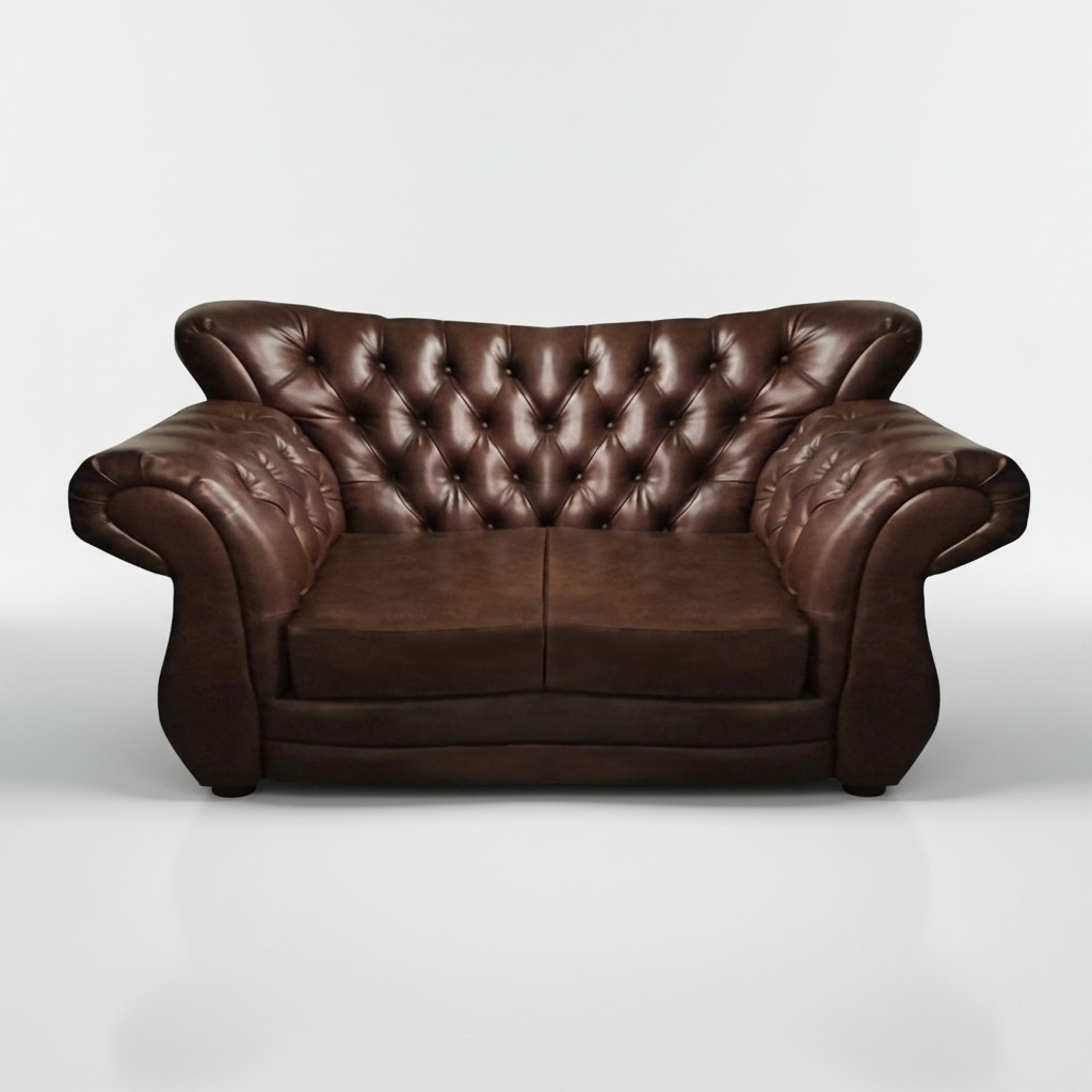 Braun Luxus Sofa Zweisitzer Couch Chesterfield Wohnzimmer Polstermöbel