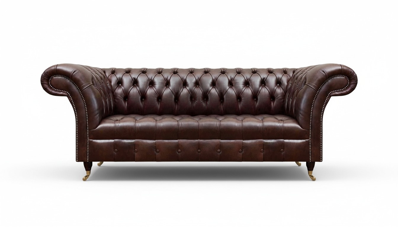 Braune Chesterfield Kunstleder Couch Designer Sitzsofa Wohnzimmer Möbel