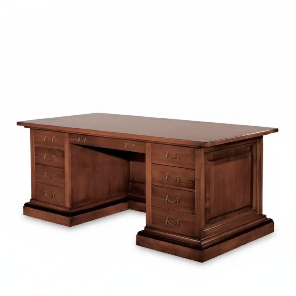 Brauner Massivholz Schreibtisch Klassische Büromöbel Arbeitszimmer Tisch