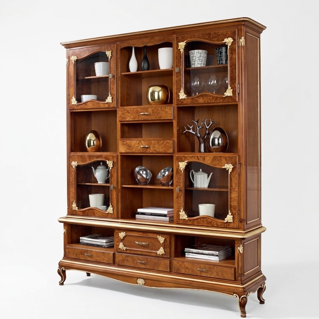 Bücher Regal braun Vitrinen Schrank Bücherschrank Vitrine Bücherregal Regale Neu